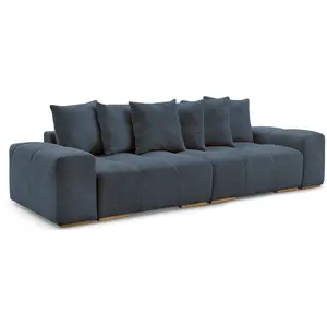BOBOCHIC Canapé droit convertible coffre ANAKIN tissu bouclette bleu foncé   BO... pas cher