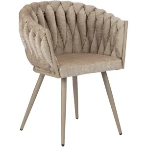 Comparateur de prix : Lot de 2 fauteuils de table CHARLOTTE Tissu texturé beige   BOBOCHIC