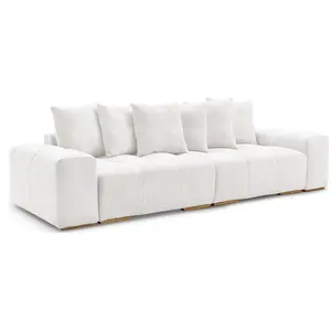BOBOCHIC Canapé droit convertible coffre ANAKIN tissu bouclette blanc BOBOCHI... pas cher