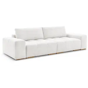 BOBOCHIC Canapé droit convertible coffre ANAKIN tissu bouclette blanc   BOBOCHI... pas cher
