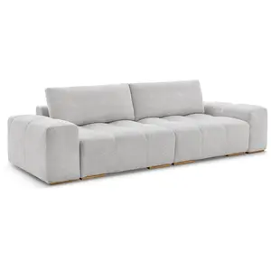 BOBOCHIC Canapé droit convertible coffre ANAKIN tissu bouclette gris clair BO... pas cher