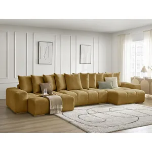 BOBOCHIC Canapé panoramique convertible coffre ANAKIN tissu texturé jaune BOB... pas cher