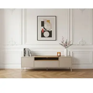 BOBOCHIC Meuble TV 3 portes 180 cm LINO plateau effet chêne et pieds métal B... pas cher