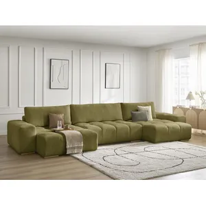 BOBOCHIC Canapé panoramique convertible coffre ANAKIN tissu texturé vert BOBO... pas cher