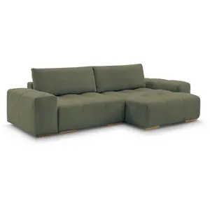 BOBOCHIC Canapé d'angle réversible ANAKIN tissu bouclette vert  réversible BOBO... pas cher