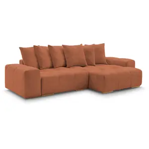 BOBOCHIC Canapé d'angle réversible ANAKIN tissu bouclette orange  réversible BO... pas cher