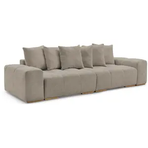 BOBOCHIC Canapé droit convertible coffre ANAKIN tissu bouclette taupe   BOBOCHI... pas cher