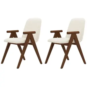 Lot de 2 chaises de table PAGNOL placage chêne massif et tissu bouclet...