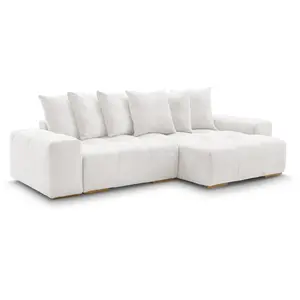 BOBOCHIC Canapé d'angle réversible ANAKIN tissu bouclette blanc  réversible BOB... pas cher