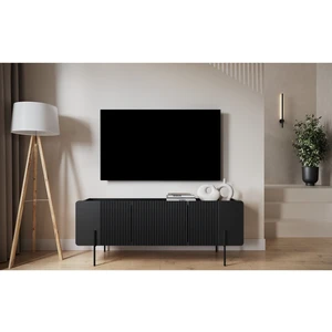 Meuble TV 2 portes 1 tiroir 150 cm MATHILDE pieds noirs BOBOCHIC pas cher