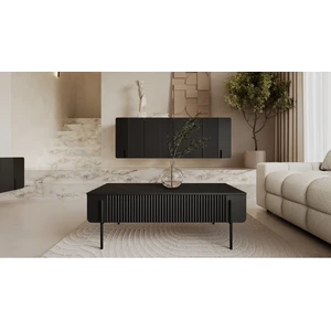 Table basse 2 tiroirs 100 cm MATHILDE pieds noirs BOBOCHIC pas cher