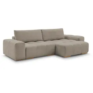 BOBOCHIC Canapé d'angle réversible ANAKIN tissu bouclette taupe  réversible BOB... pas cher