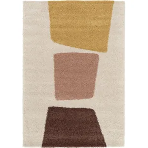 Tapis poils longs LEANDRE motif géométrique jaune 120x170 BOBOCHIC pas cher