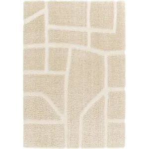 Tapis poils longs MARINA motif graphique beige 120x170 BOBOCHIC pas cher