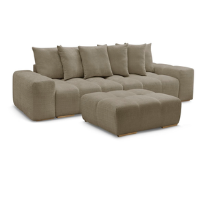 BOBOCHIC Canapé droit fixe 3 places ANAKIN tissu texturé avec pouf taupe BOBO... pas cher