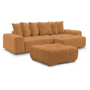 BOBOCHIC Canapé d'angle réversible ANAKIN tissu bouclette avec pouf jaune  réve... pas cher