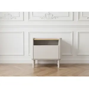 Comparateur de prix : Table de chevet 1 tiroir ANYRA pieds en bois massif beige BOBOCHIC