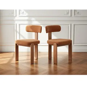 Lot de 2 chaises TANYA chêne massif et tissu texturé orange BOBOCHIC pas cher