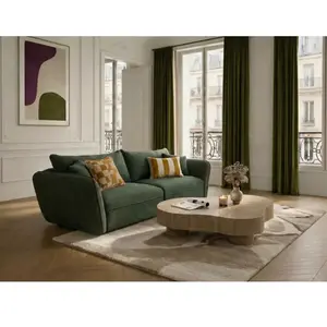 Canapé droit fixe 3 places LUIGI tissu texturé vert BOBOCHIC pas cher