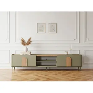 BOBOCHIC Meuble TV 1 porte 1 tiroir 220 cm ENYRA pieds en bois massif vert BO... pas cher