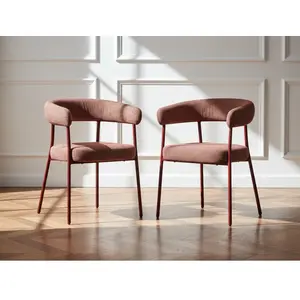 Lot de 2 chaises ROSA tissu texturé rouge    BOBOCHIC