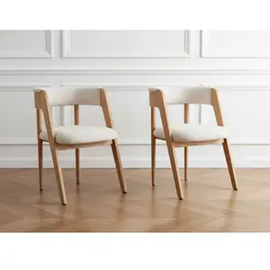 Comparateur de prix : Lot de 2 chaises BASTIDE placage chêne massif et tissu bouclette chêne...