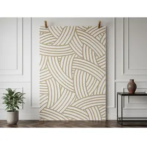Tapis tissé plat KAEL motif abstrait marron 200x290  BOBOCHIC pas cher