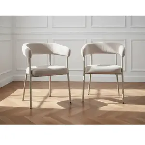 Lot de 2 chaises ROSA tissu velours beige BOBOCHIC pas cher