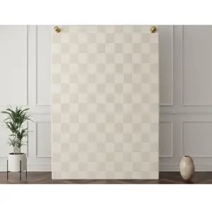 Tapis poils ras GABRIELLE motif damier blanc 160x230  BOBOCHIC pas cher