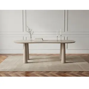 Table à manger ovale SASHA 220 cm beige BOBOCHIC pas cher