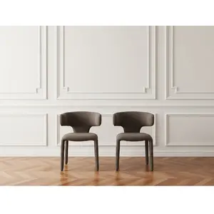 Lot de 2 chaises MILA tissu texturé gris foncé BOBOCHIC pas cher