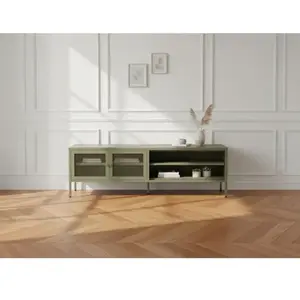 BOBOCHIC Meuble TV 2 portes 2 niches 160 cm CLARA métal édition limitée vert   ... pas cher