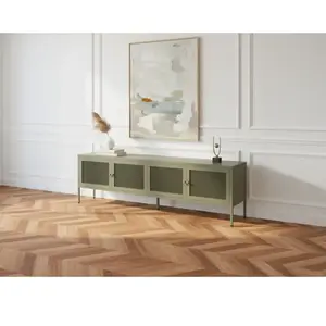 Meuble TV 4 portes 160 cm CLARA métal édition limitée vert BOBOCHIC pas cher