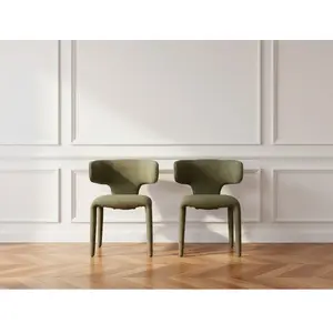 Lot de 2 chaises MILA tissu texturé vert   BOBOCHIC