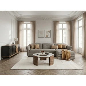 Canapé d'angle fixe MARBLE tissu chiné taupe angle droit BOBOCHIC 4 places pas cher