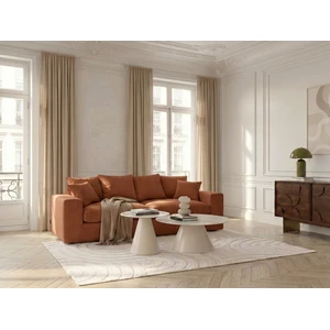 Bobochic - Canapé Droit Fixe 2 Places Nevada Tissu Chenille Orange pas cher