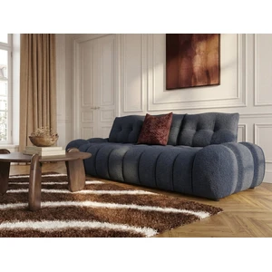Canapé droit 3 places avec son dossier avance recule APOLLON en tissu bouclette bleu BOBOCHIC pas cher