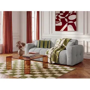 Canapé droit convertible ouverture express 3 places BRADLEY tissu bouclette gris clair BOBOCHIC 3 places pas cher