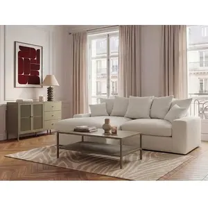 Canapé d'angle réversible compact NEVADA tissu lisse blanc BOBOCHIC 2,5 places pas cher
