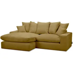 Canapé d'angle réversible compact NEVADA tissu lisse jaune BOBOCHIC 2,5 places pas cher
