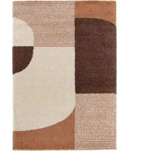 Tapis poils longs SORELLA motif graphique beige 120x170  BOBOCHIC pas cher