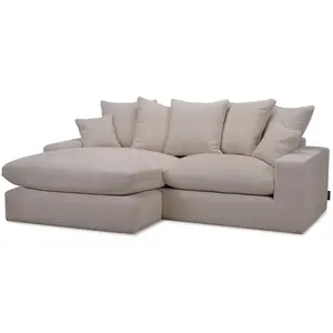 Canapé d'angle réversible compact NEVADA tissu lisse beige BOBOCHIC 2,5 places pas cher