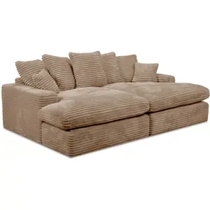 Canapé 3 places Loveseat NEVADA gros côtelé doux taupe BOBOCHIC 3 places pas cher
