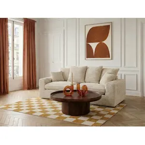 Canapé droit fixe 2 places NEVADA gros côtelé doux beige BOBOCHIC 2,5 places pas cher
