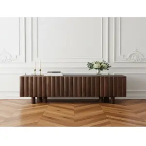 Comparateur de prix : Meuble TV 4 portes 160 cm GABRIEL bois massif de manguier marron foncé...
