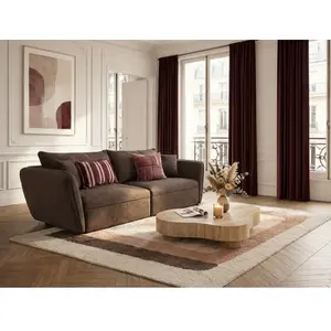 Canapé droit fixe 3 places LUIGI tissu texturé taupe BOBOCHIC pas cher