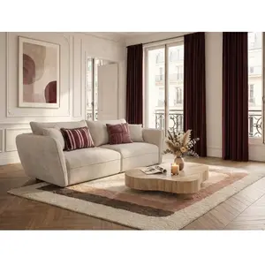 Canapé droit fixe 3 places LUIGI tissu texturé beige BOBOCHIC pas cher