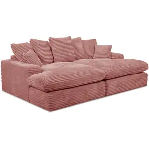 Canapé 3 places Loveseat NEVADA gros côtelé doux rose BOBOCHIC 3 places pas cher