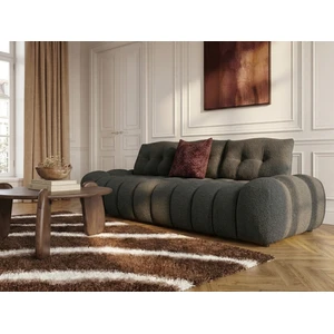 Canapé droit 3 places avec son dossier avance recule APOLLON en tissu bouclette gris foncé BOBOCHIC pas cher