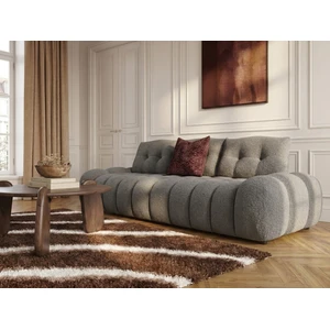 Canapé droit 3 places avec son dossier avance recule APOLLON en tissu bouclette gris clair BOBOCHIC pas cher